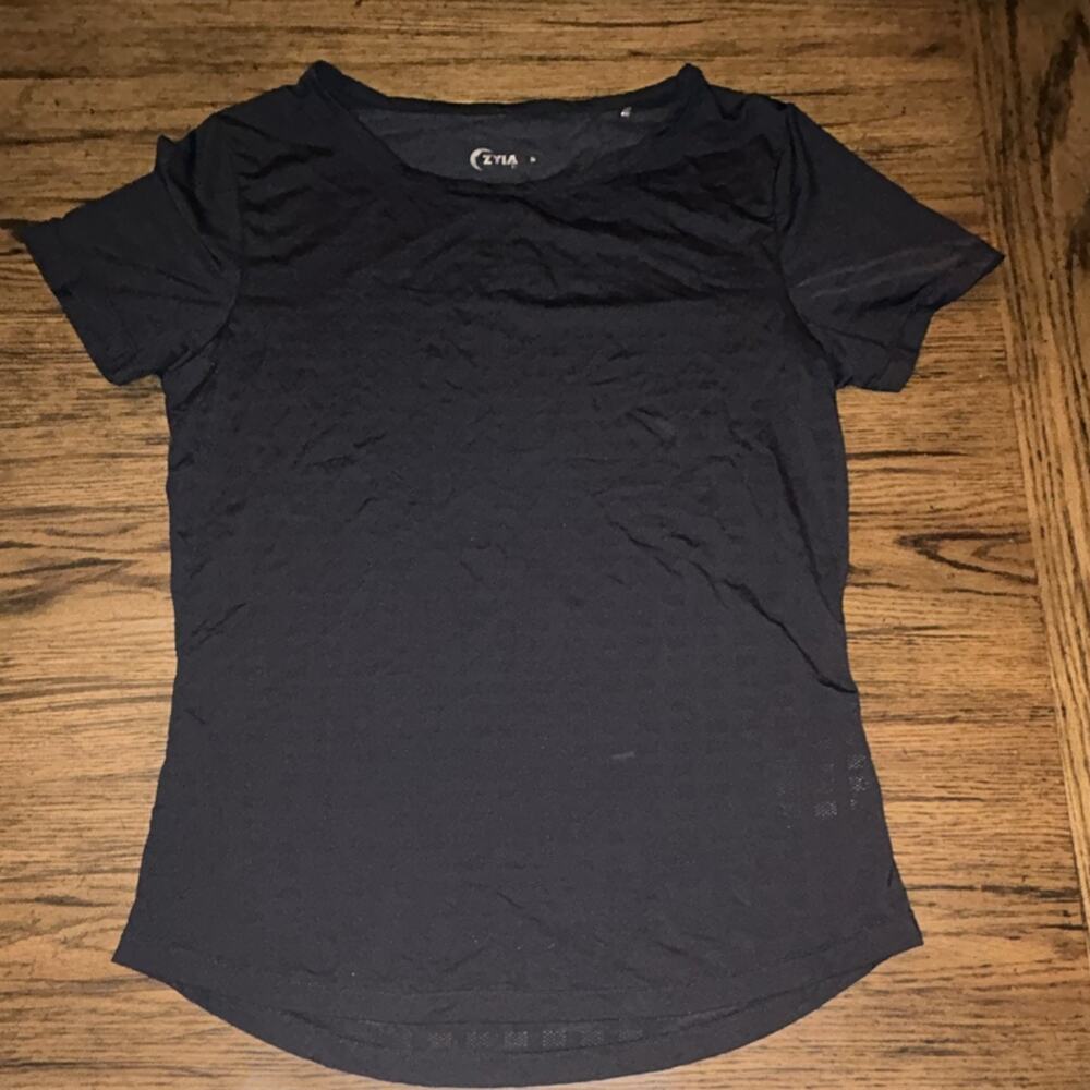 Zyia Active Short Sleeve Black Athletic Shirt Size Small